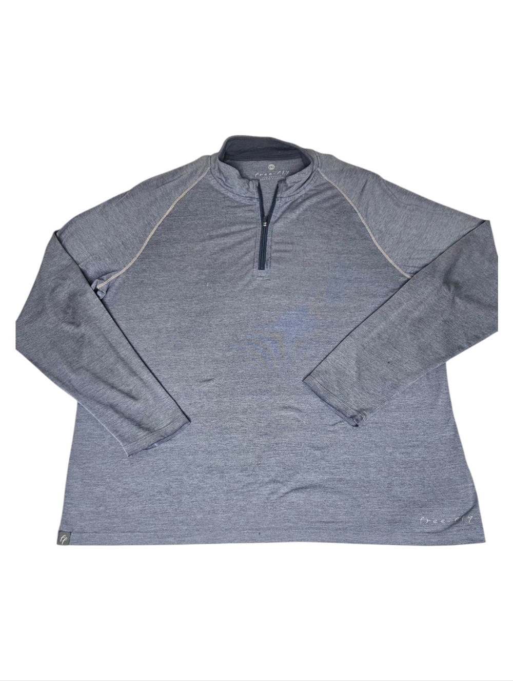Free Fly Pullover Mens XXL Blue Bamboo Performance Quarter Zip Hiking Fishing